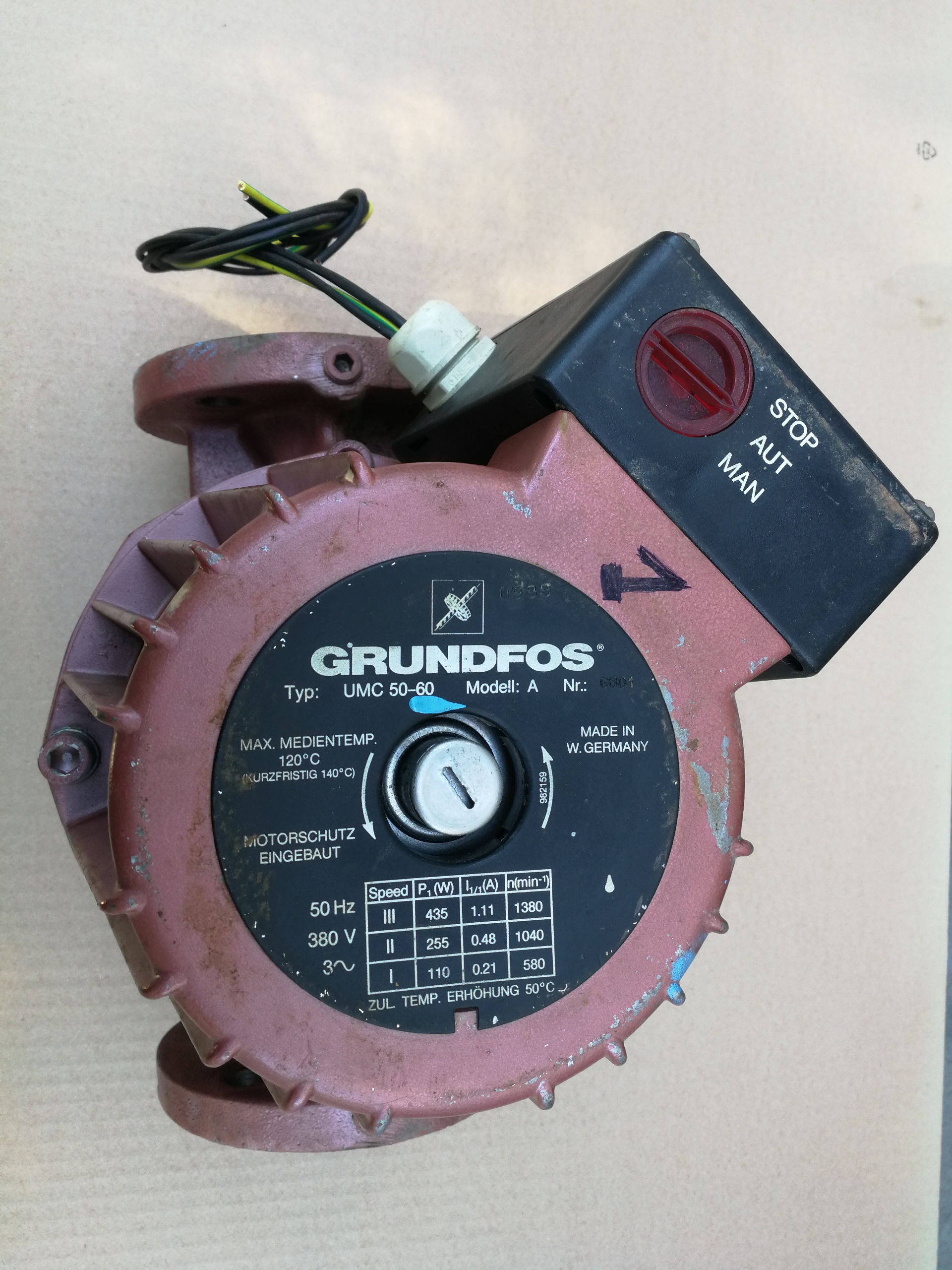 GRUNDFOS POMPA CIRCOLAZIONE RISCALDAMENTO 400V GRUNDFOS UMC 50-60 CIRCOLATORE TRIFASE
